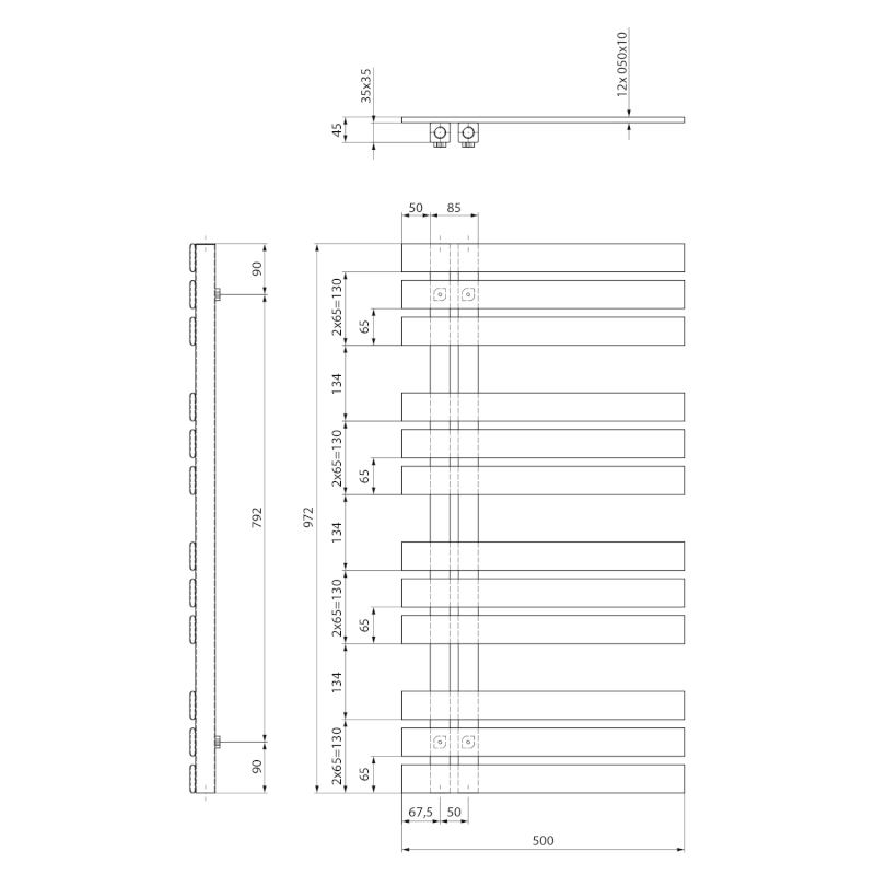 SILVANA otopné těleso 500x972mm, bílá IR164W