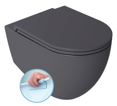 INFINITY závěsná WC mísa, Rimless, 36,5x53cm, antracit 10NF02004-2C