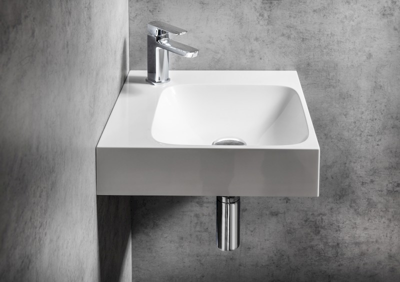 EMONA umyvadlo rohové, litý mramor, 40x40cm, bílá EN040R