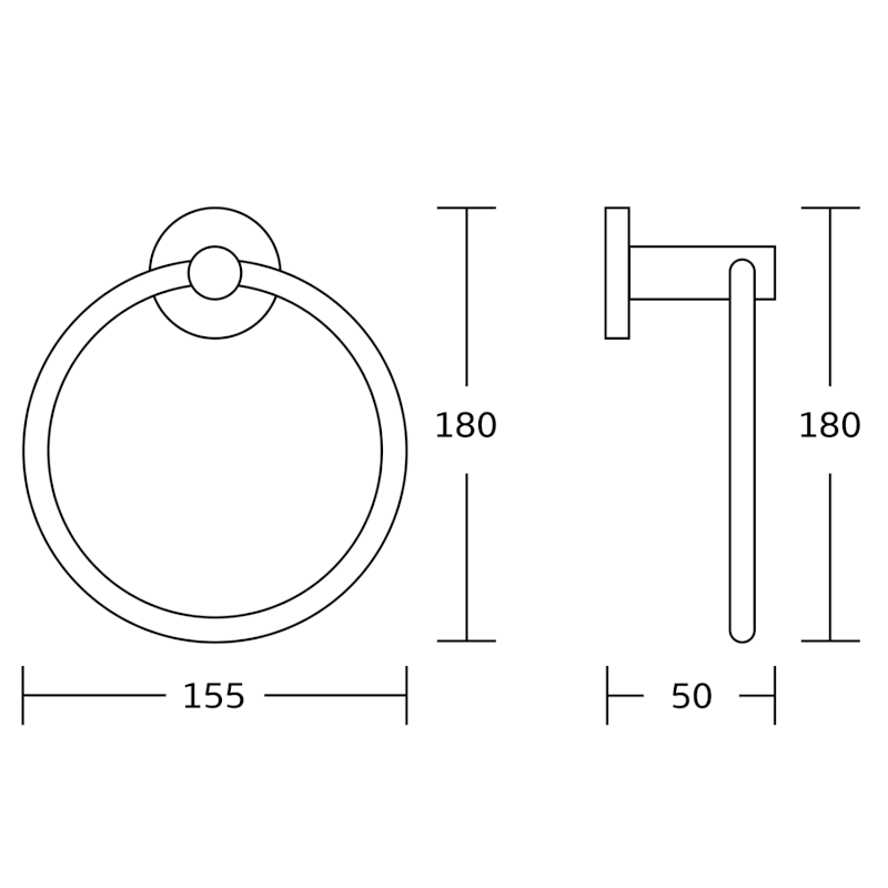 SAMBA držák ručníků kruh, černá SB206
