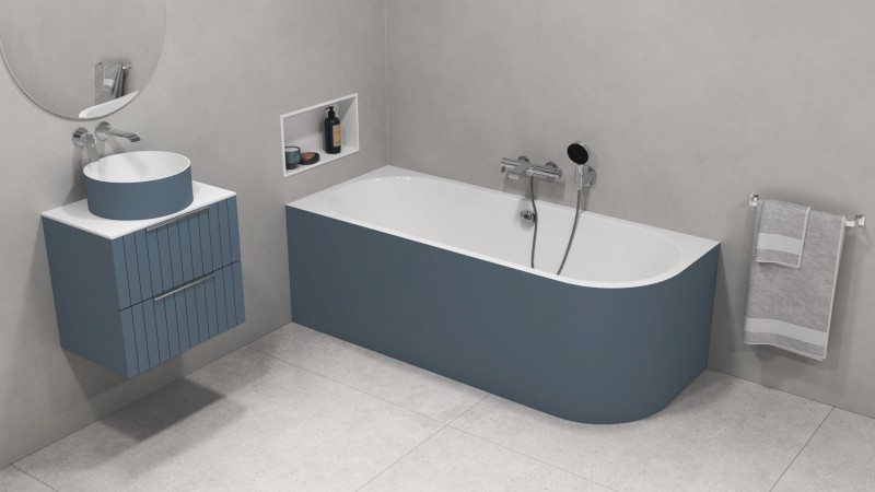 VIVA L MONOLITH asymetrická vana 170x75x60cm, bílá/siena 70119M.42