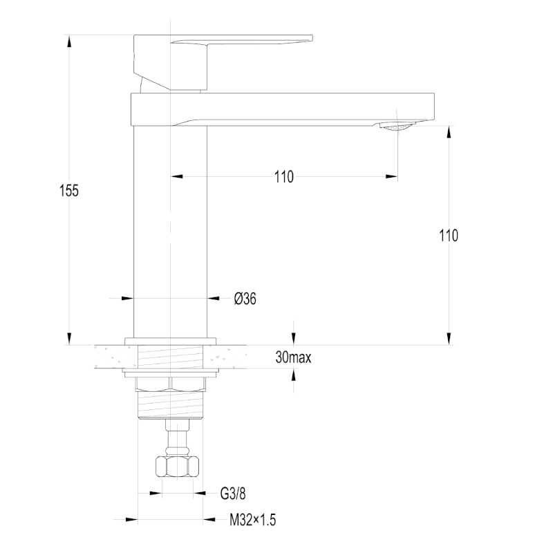 DAPHNE stojánková umyvadlová baterie, chrom DH201