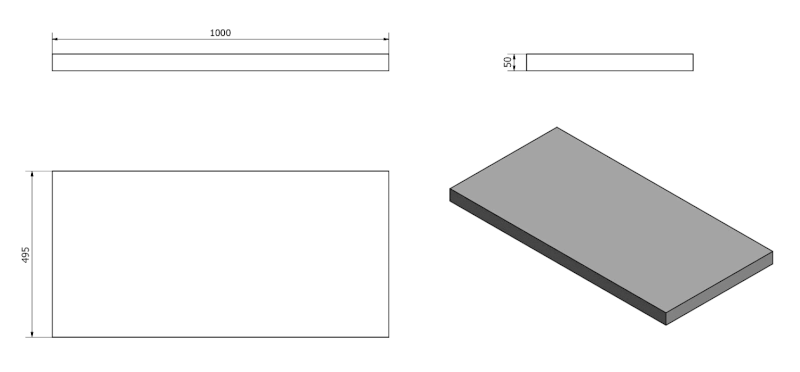 AVICE deska pod umyvadlo 100x50cm, tl.5cm, dub tmavý AV1011