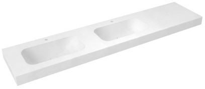 EMICO dvojumyvadlo, Rockstone, 220x50cm, límec L, levé, bílá mat EM220-B2L-L