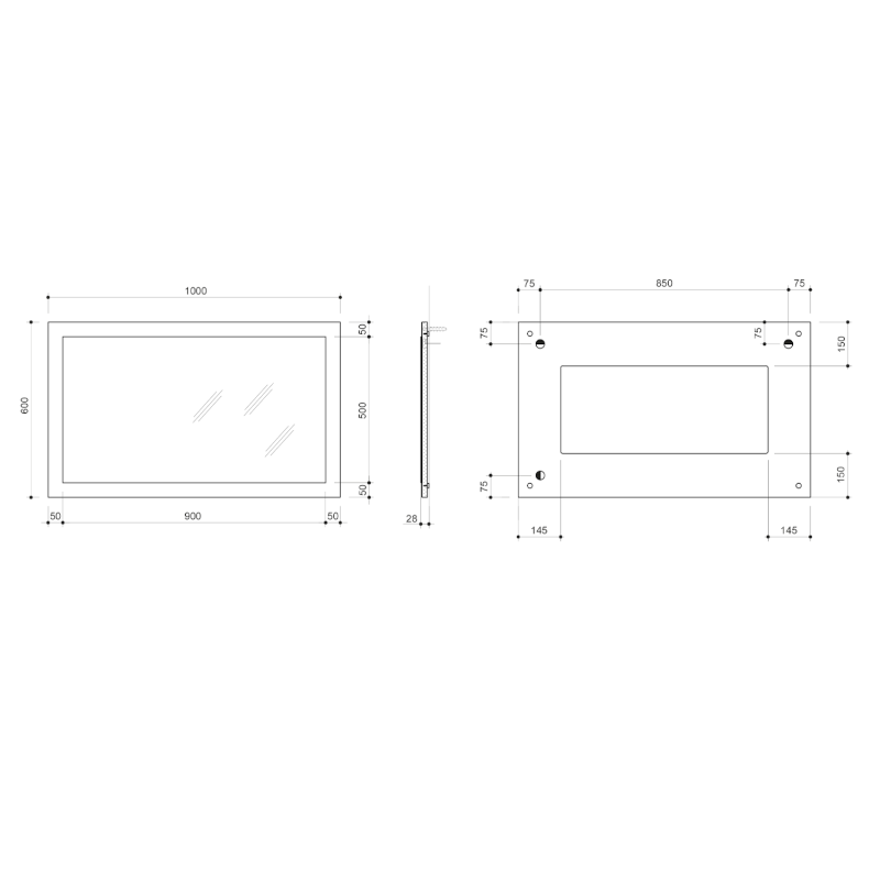 NIROX zrcadlo v rámu 100x60cm, antracit matný NX106-3434