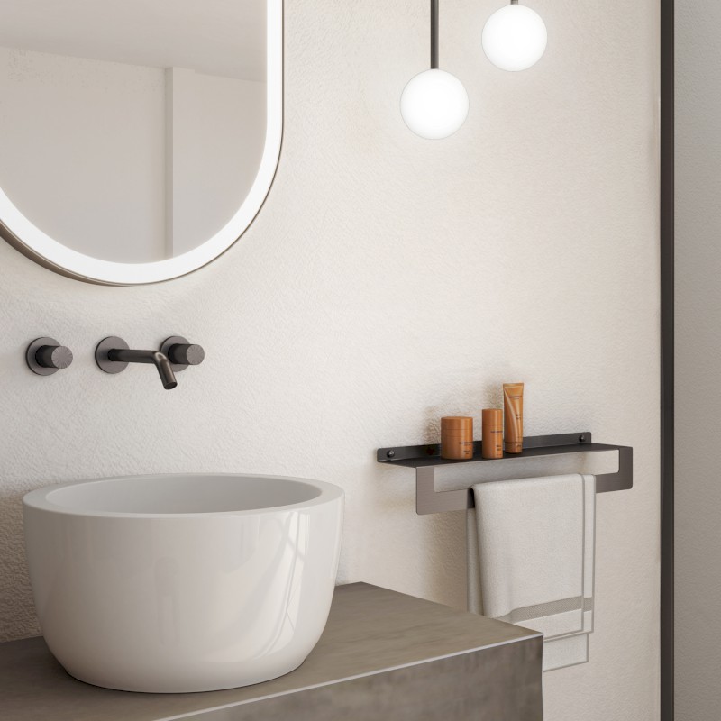 CLEO polička s držákem ručníků 300mm, gun metal 2019813