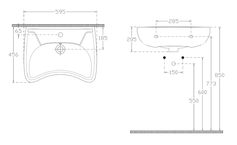 HANDICAP keramické umyvadlo pro handicapované, 59,5x45,6cm, bílá 10TP60060