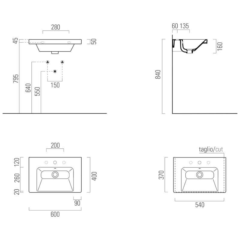 NORM keramické umyvadlo 60x40cm, bílá ExtraGlaze 8636111