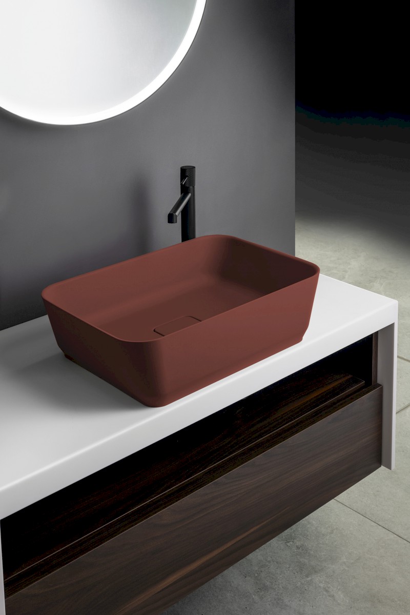 BANERA SQUARE umyvadlo na desku, litý mramor, 50x36cm, hnědá mat 14596.71