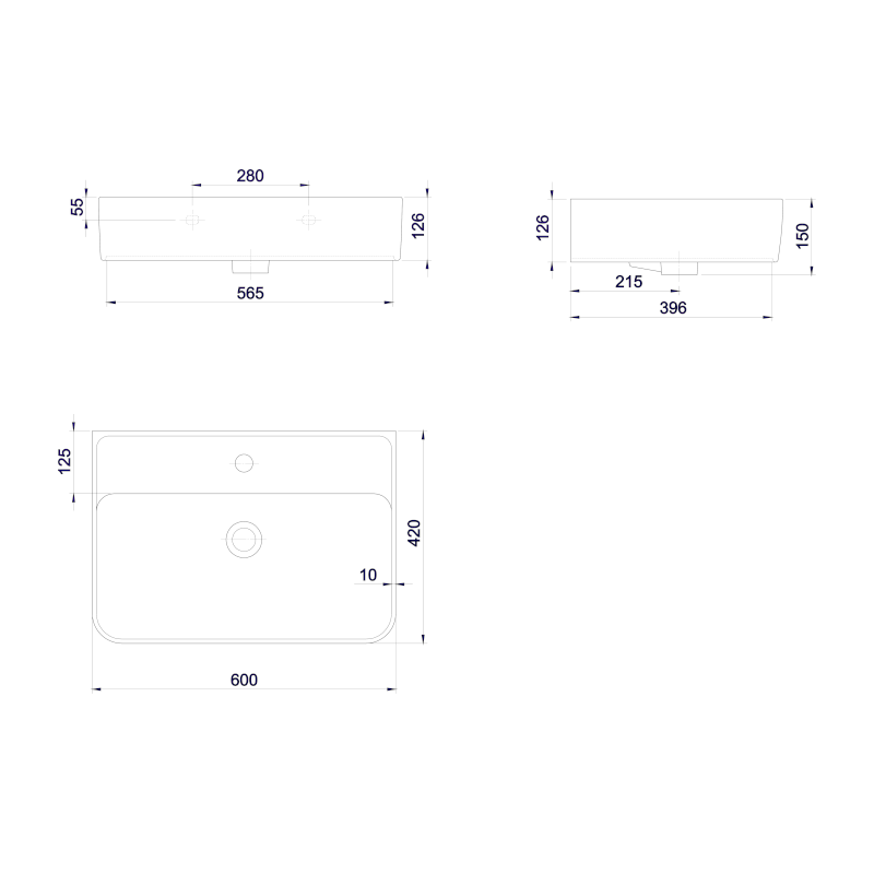 GALI keramické umyvadlo 60x42cm, bílá TU0177