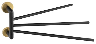 LARISSA trojitý držák ručníků otočný 350mm, černá/zlato mat WS022BG