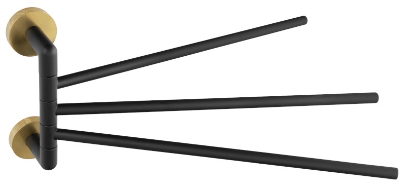 LARISSA trojitý držák ručníků otočný 350mm, černá/zlato mat WS022BG