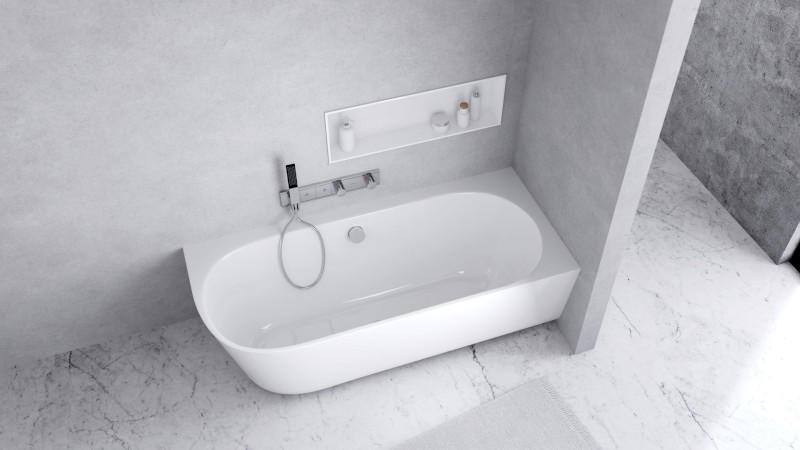 SUSSI R rohová stojící vana, litý mramor 170x70x49,5cm, bílá 90177R