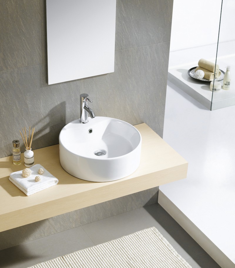 YAKARTA keramické umyvadlo na desku, Ø 46cm, bílá BH7021