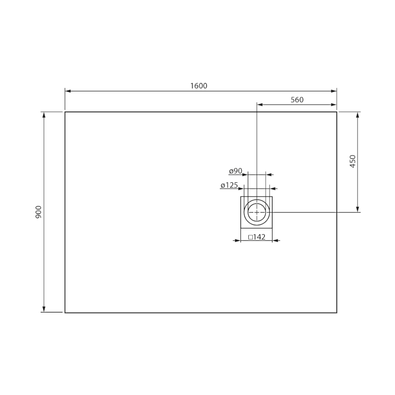 MITIA sprchová vanička z litého mramoru, obdélník 160x90cm, černá PMC16090