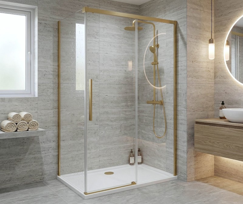 LUXOR GOLD MATT boční stěna 900mm, čiré sklo GU5690G