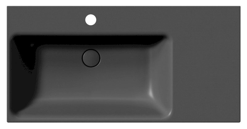 NUBES keramické umyvadlo 100x50cm, s odkládací plochou vpravo, černá mat 9627126