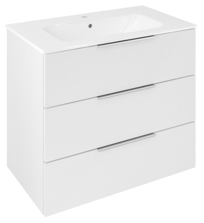 CIRASA umyvadlová skříňka 79,8x75x46cm, 3x zásuvka, bílá lesk CR831-3030