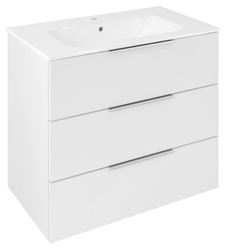 CIRASA umyvadlová skříňka 79,8x75x46cm, 3x zásuvka, bílá lesk CR831-3030