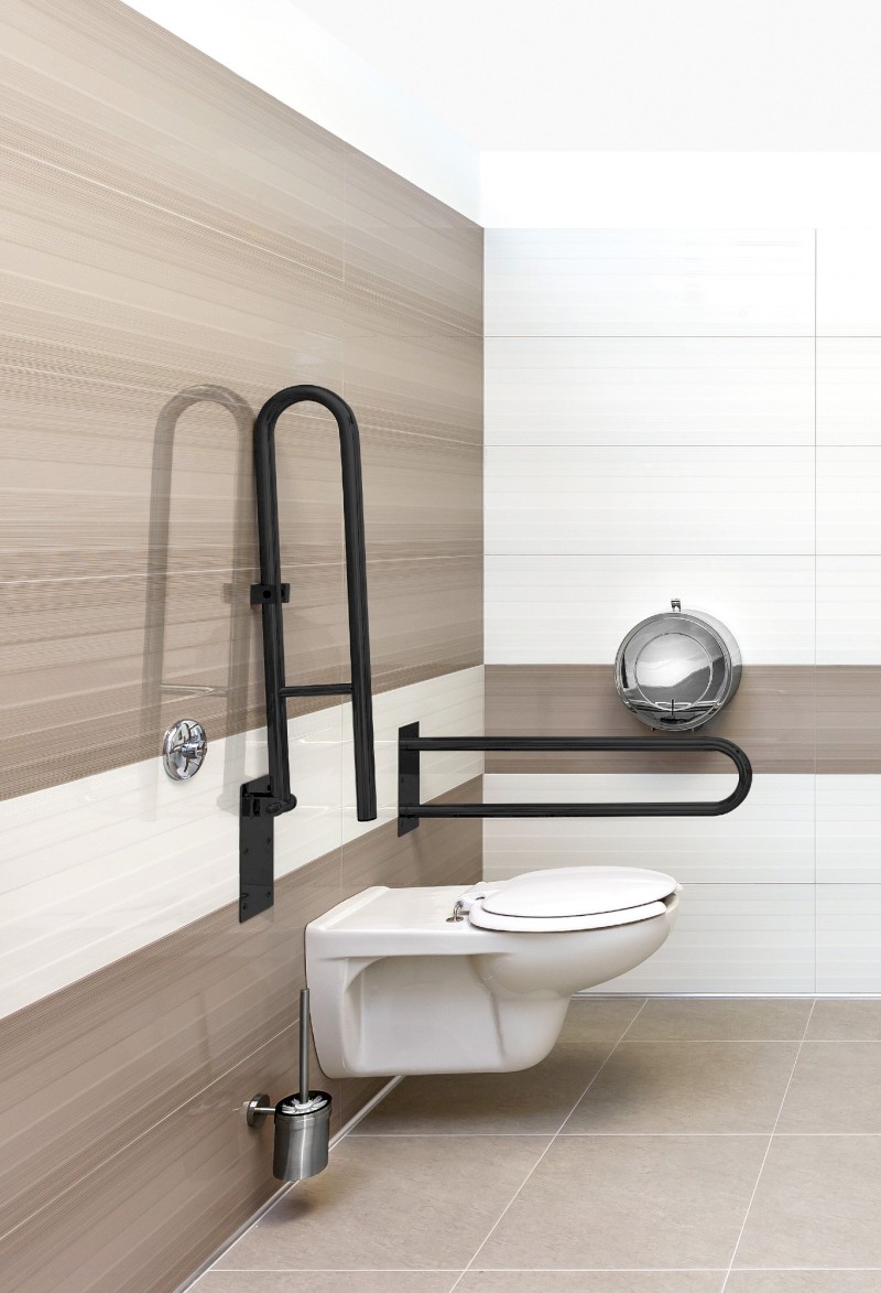 HANDICAP opěrné pevné madlo tvar U 600mm, černá mat XH538B