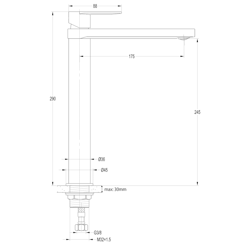 DAPHNE stojánková umyvadlová baterie vysoká, chrom DH601