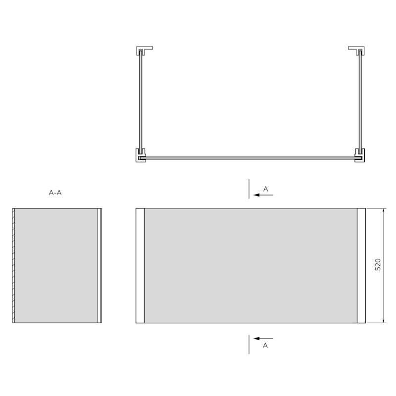 UNIVERSAL U panel 70x180x70x52cm 28373