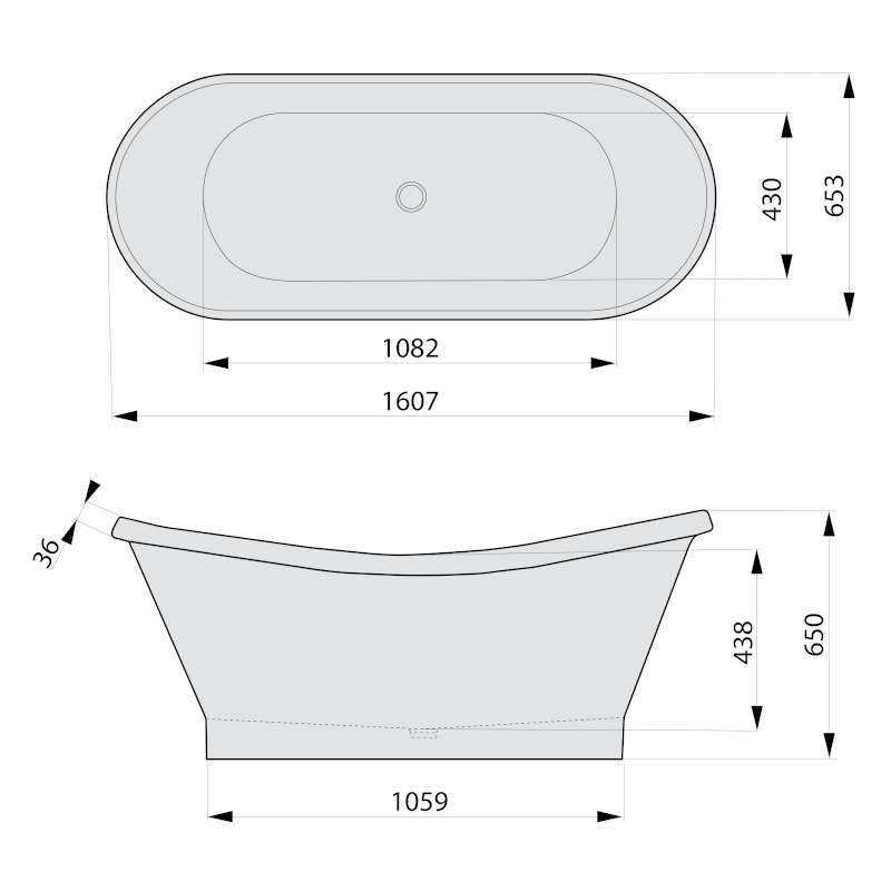OXFORD volně stojící vana 161x65x65cm, bílá 94151
