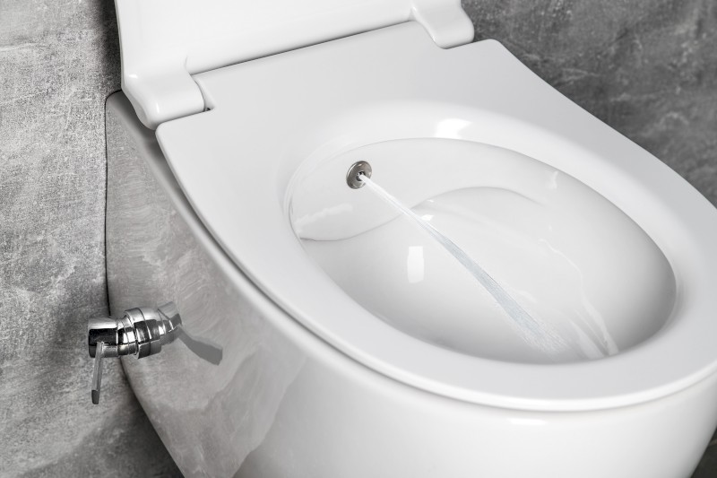 SENTIMENTI CLEANWASH závěsná WC mísa, integrovaný ventil a bidet. sprška, Rimless, 36x51cm, bílá 10ARS1010