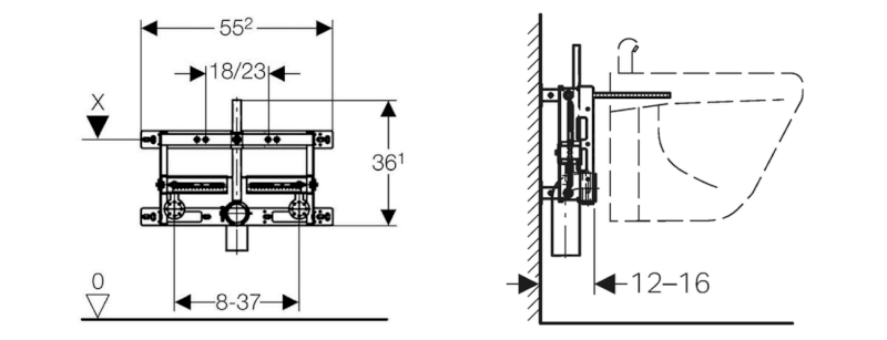 GEBERIT KOMBIFIX montážní prvek pro závěsný bidet, univerzální 457.530.00.1