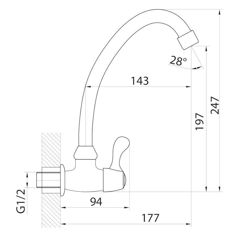 Nástěnný kulový ventil 1/2