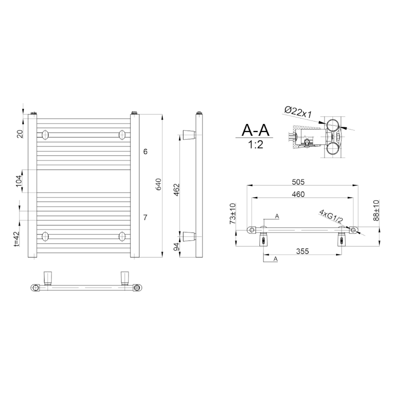 DIRECT otopné těleso s bočním připojením 500x640 mm, bílá ILR65T