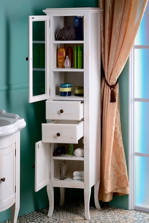 RETRO skříňka vysoká 40x170x36cm, starobílá, levá 1666