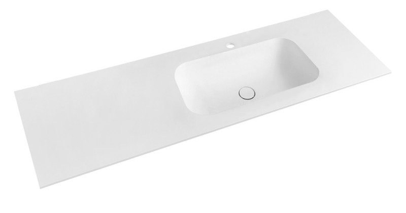 TREOS umyvadlo 146,6x51,3 cm (35+110), rockstone, pravé, bílá mat TS147-0101-R