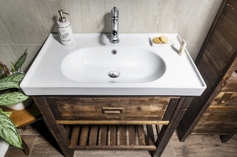 BRAND umyvadlová skříňka 76x83x43cm, mořený smrk BA088S