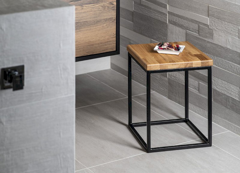 SKA stolička 30x41x30cm (SKA401), černá mat/dub SKA190