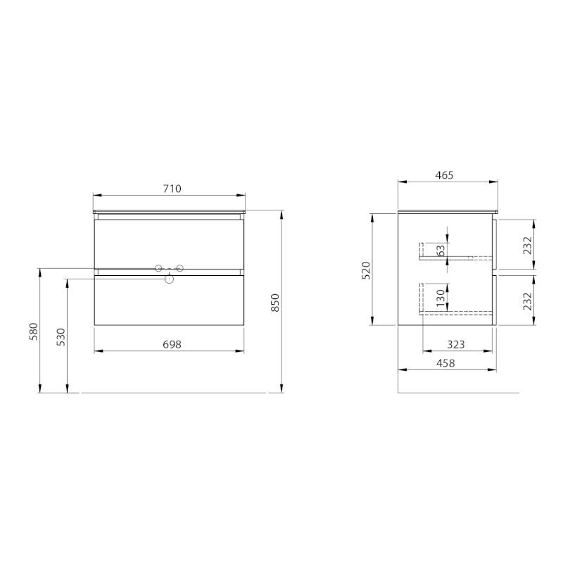 EZARA umyvadlová skříňka 69,8x52x46cm, dub cuneo EZ701-2525