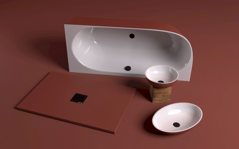 FLEXIA vanička z litého mramoru s možností úpravy rozměru, 130x80cm, hnědá mat 72899.71