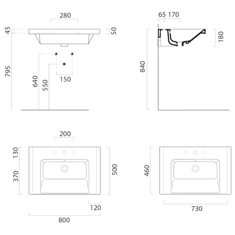 NORM keramické umyvadlo 80x50cm, BEZ OTVORU, bílá ExtraGlaze 8634011
