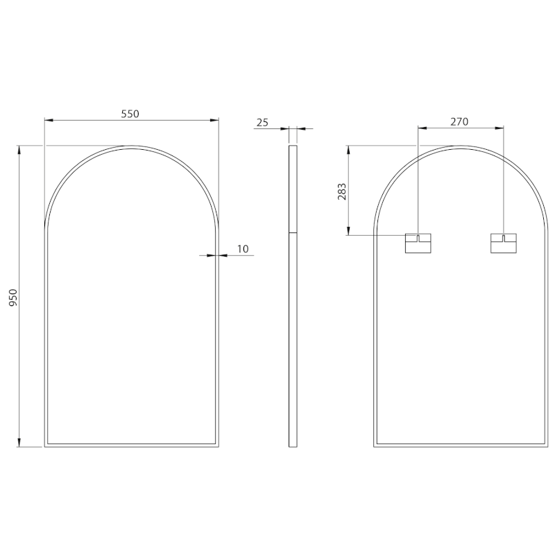 AROWANA zrcadlo v rámu 55x95cm, černá mat AWB5595