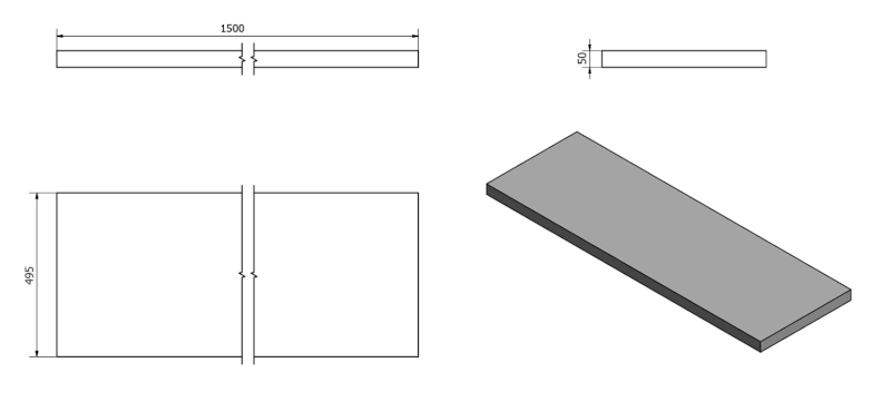AVICE deska pod umyvadlo 150x50cm, tl.5cm, cement AV157