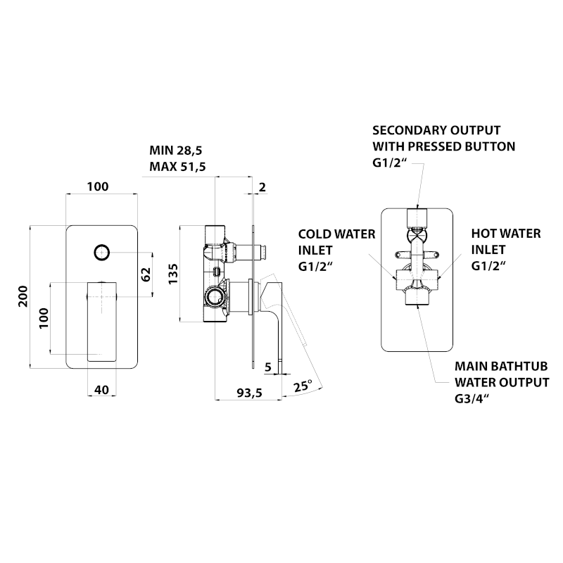 FORATA podomítková sprchová baterie, 2 výstupy, bílá mat FT042/14