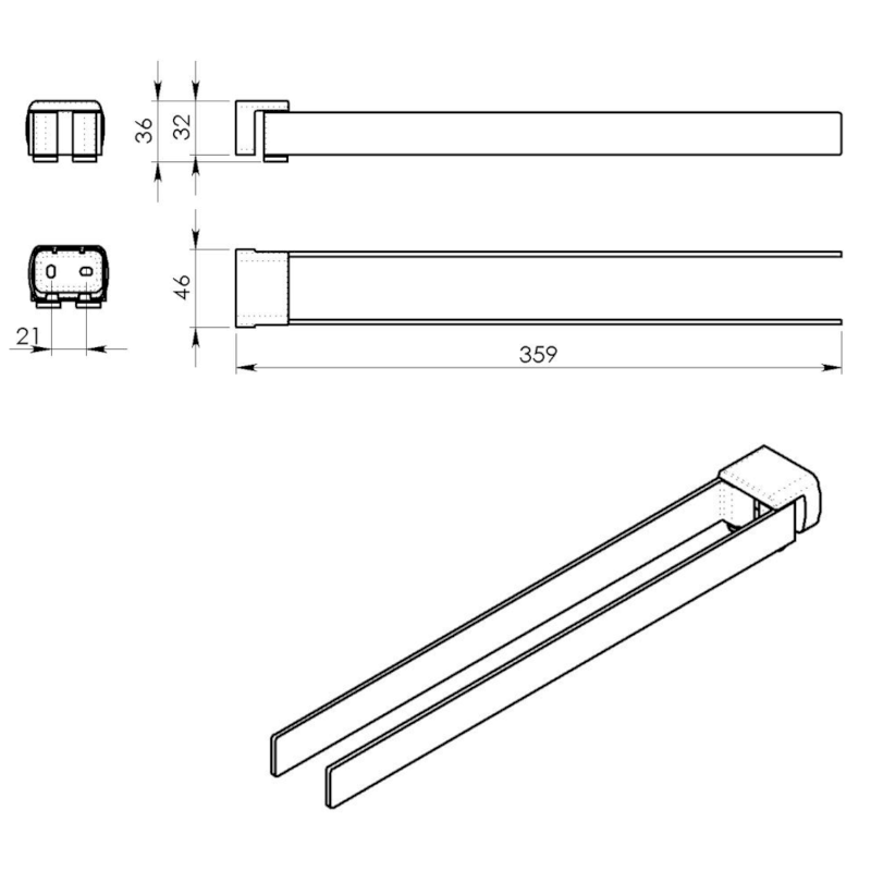 PIRENEI dvojitý držák ručníků otočný 350mm, zlato mat PI2388