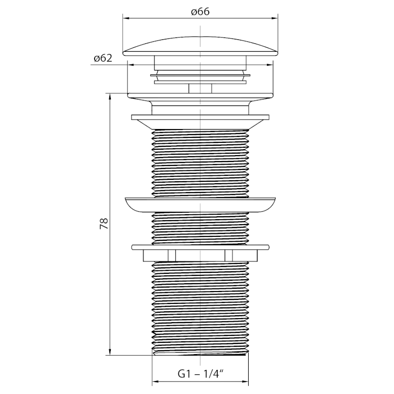 BLOK umyvadlová výpust 5/4“, click-clack, zátka bílá carrara, mat 2401-941
