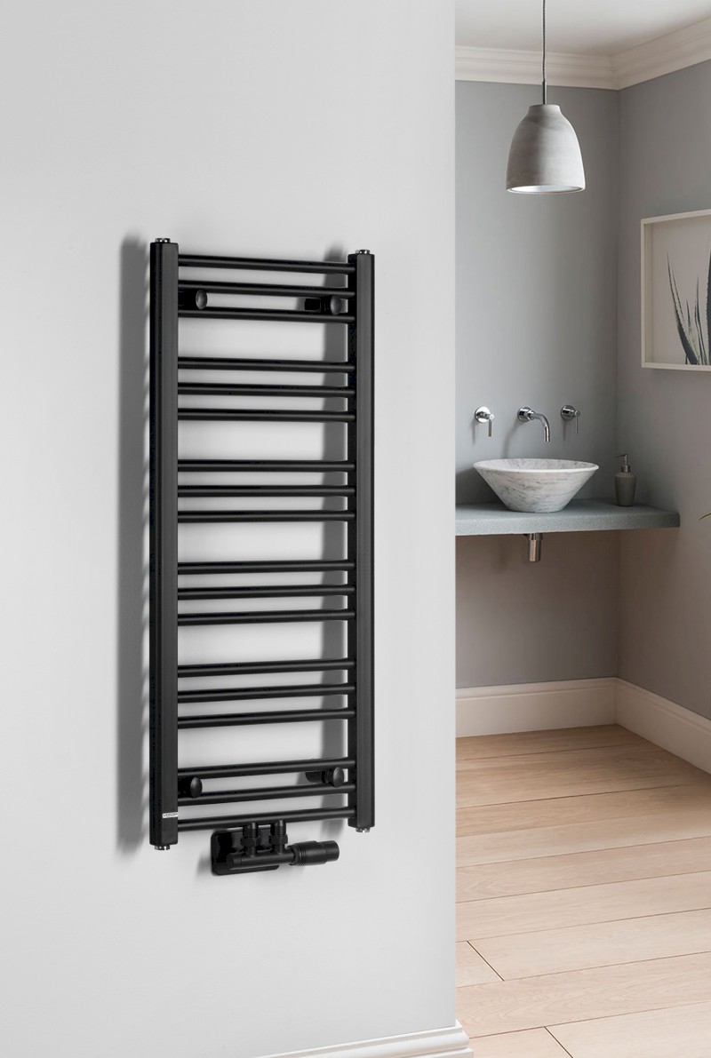 ALBRECHT otopné těleso 400x930 mm, středové připojení, černá mat 600.111.6