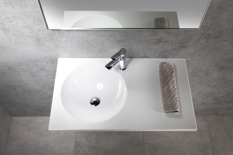 JUNO umyvadlo, litý mramor, 100x47cm, levé, bílá JU101