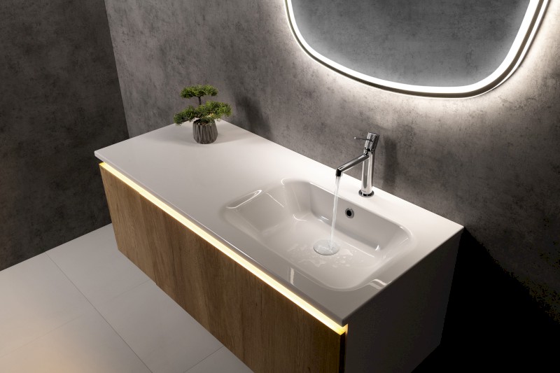 ARECA umyvadlo, litý mramor, 101x51,5cm, pravé, bílá AC101R