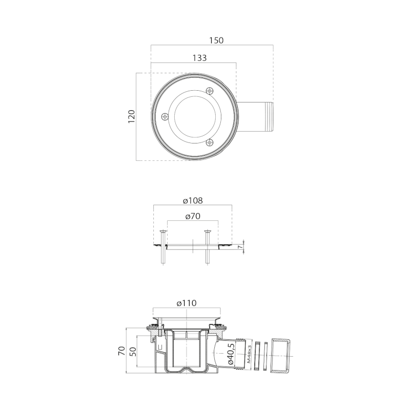 Vaničkový sifon, průměr 90mm, DN40, nízký, krytka agave mat PILDSR204