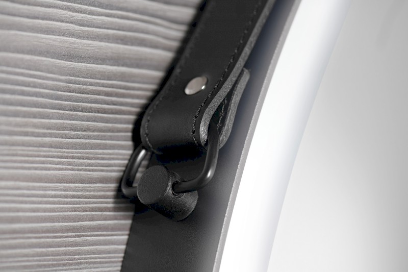 ORBITER kulaté zrcadlo s LED osvětlením ø 60cm, kožený pásek, černá mat ORL060