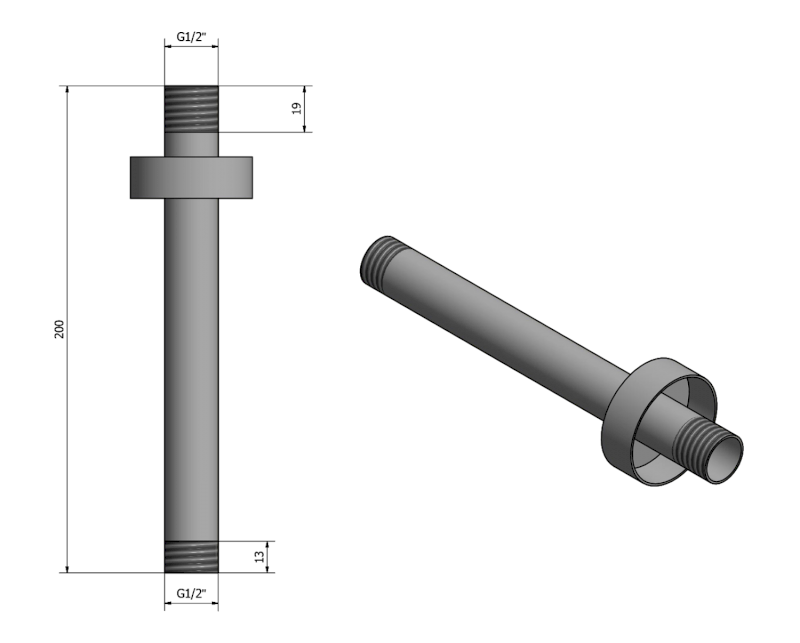 Sprchové stropní ramínko, kulaté, 200mm, zlato mat 1205-05GB