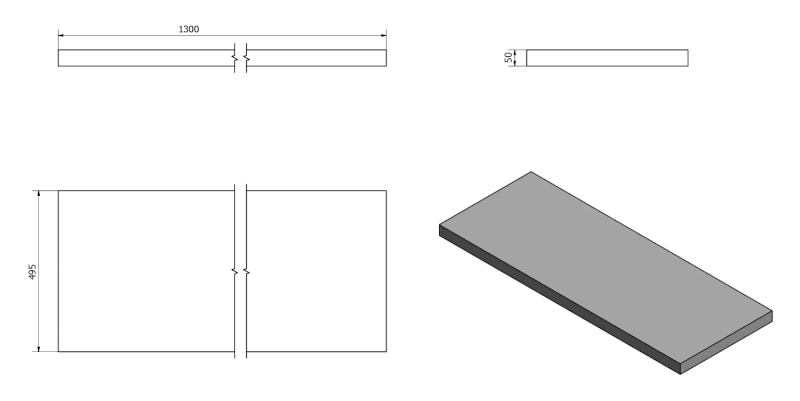 AVICE deska pod umyvadlo 130x50cm, tl.5cm, dub tmavý AV1311